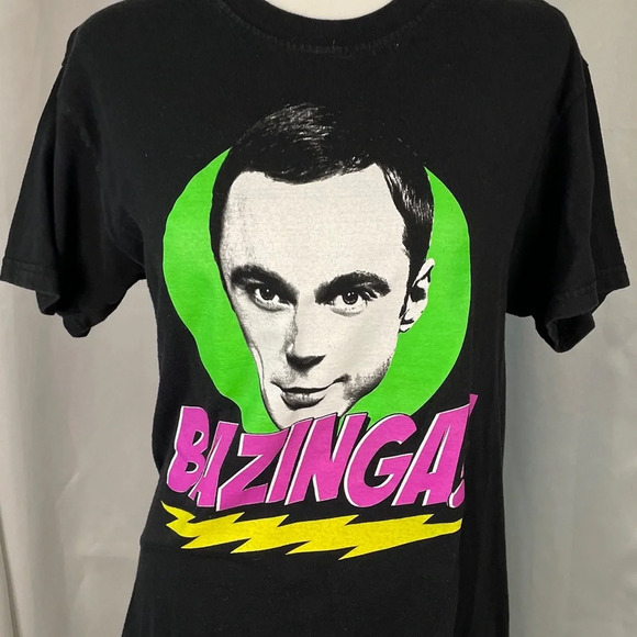 The Big Bang Theory, Sheldon Bazinga Black Graphic T-Shirt - Picture 1 of 2